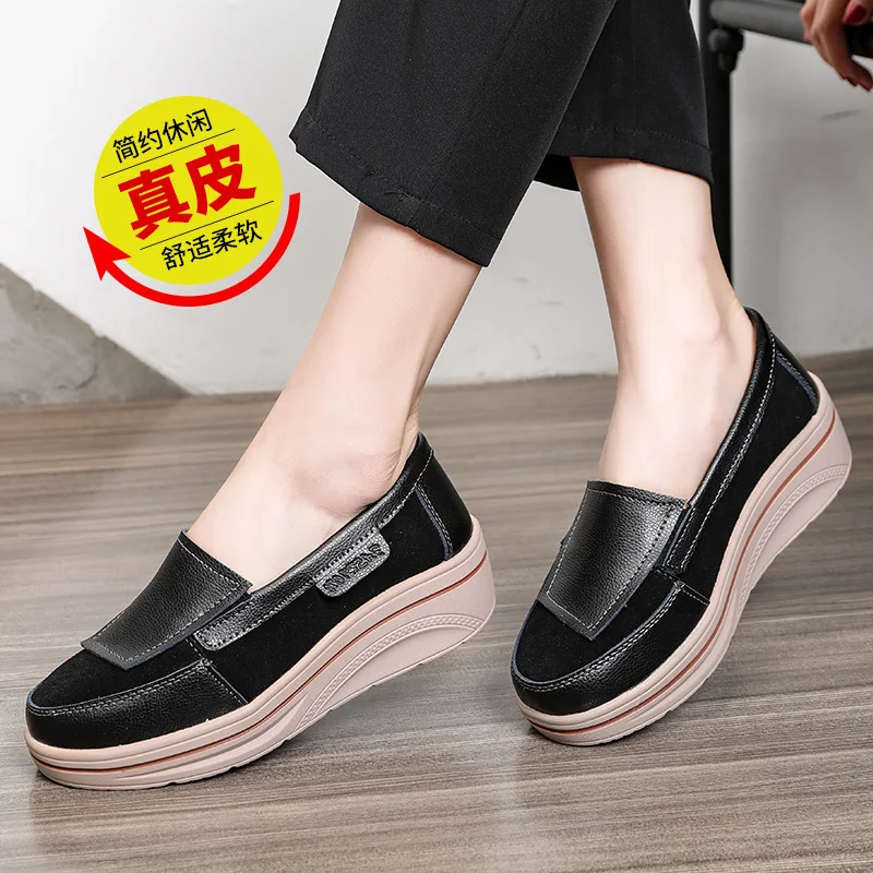

Women Flats Platform Loafers Ladies Elegant Genuine Leather Moccasins Shoes Woman Autumn Round Toe Slip On Casual Women's Shoes