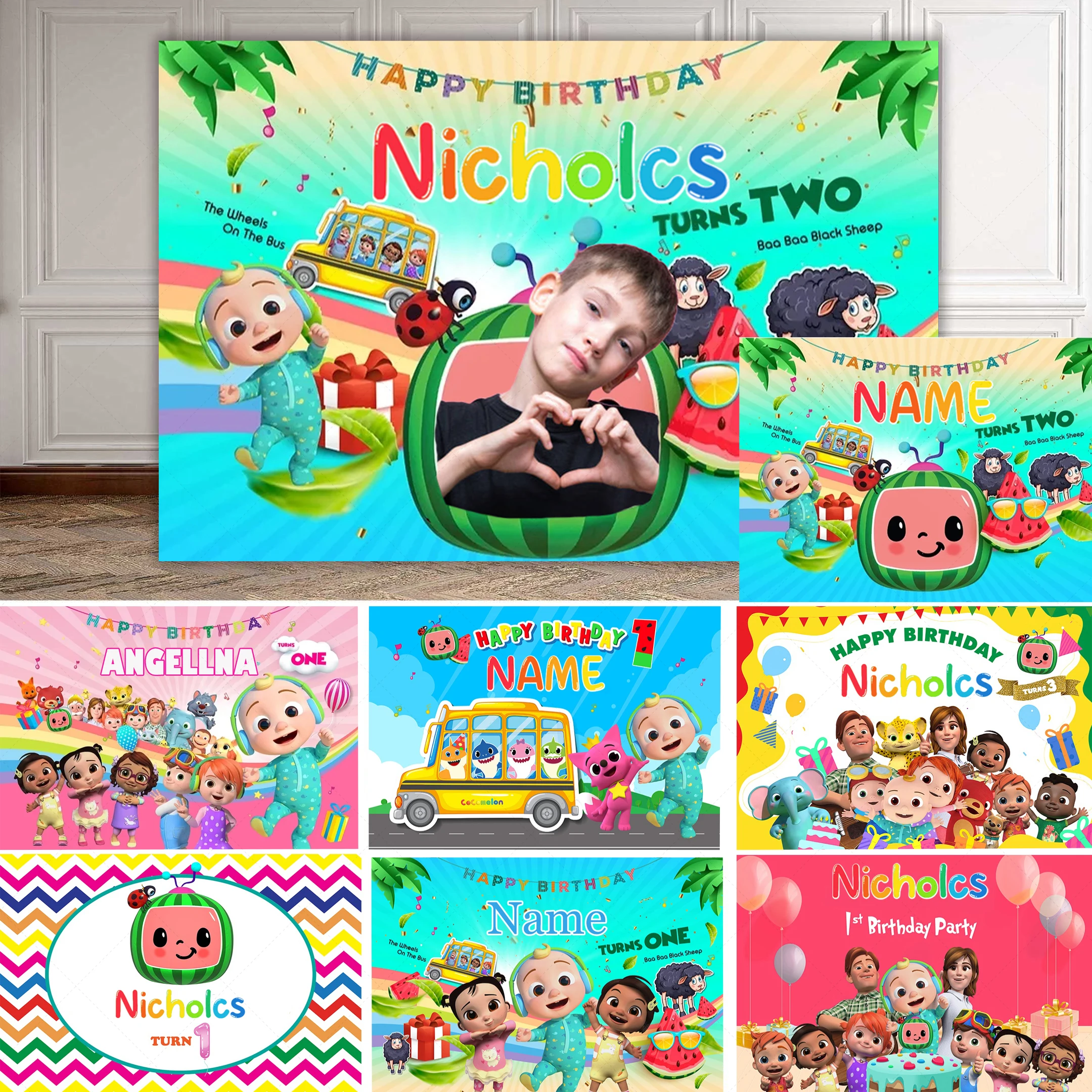 Фон для фотосъемки с изображением воздушных шаров JJ CC-Cocomelon