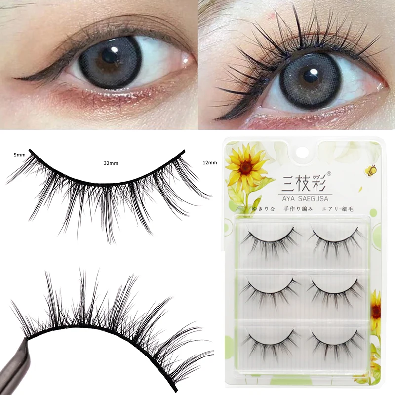 

Eye Makeup Accessories 3 Pairs Set Cos Cross False Eyelashes Lash Extension 3D Bunch Japanese Fairy Little Devil Cosplay 3 Pairs