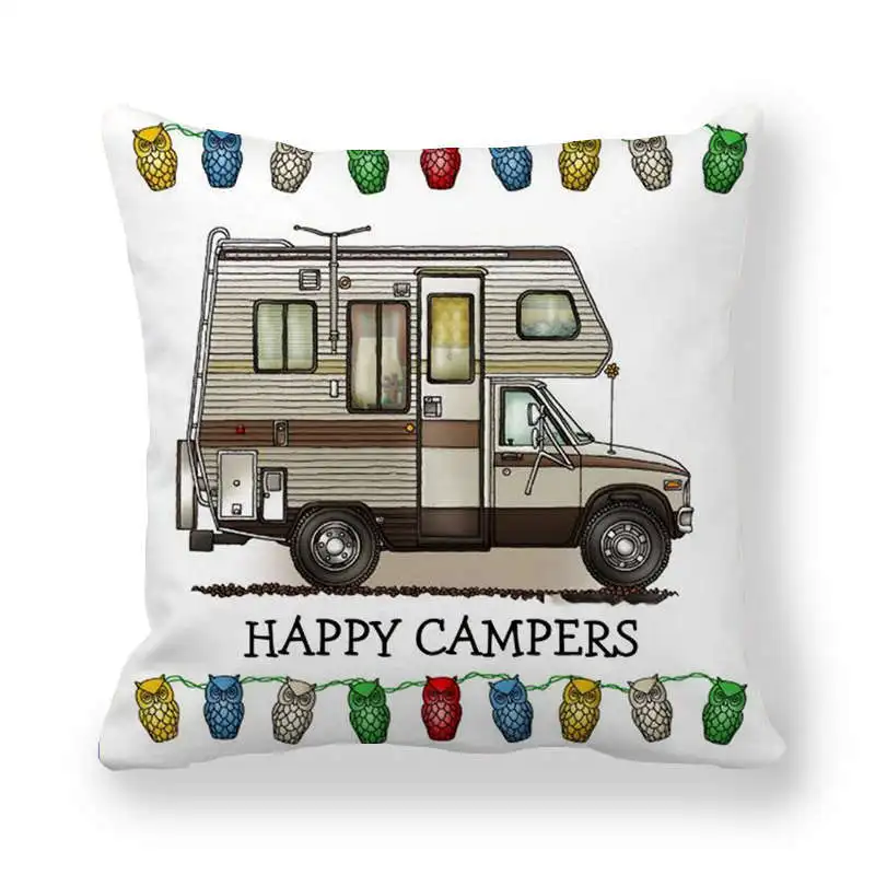 Чехол для подушки автомобиля Campers Happy Owl наволочка домашняя декоративная чехол