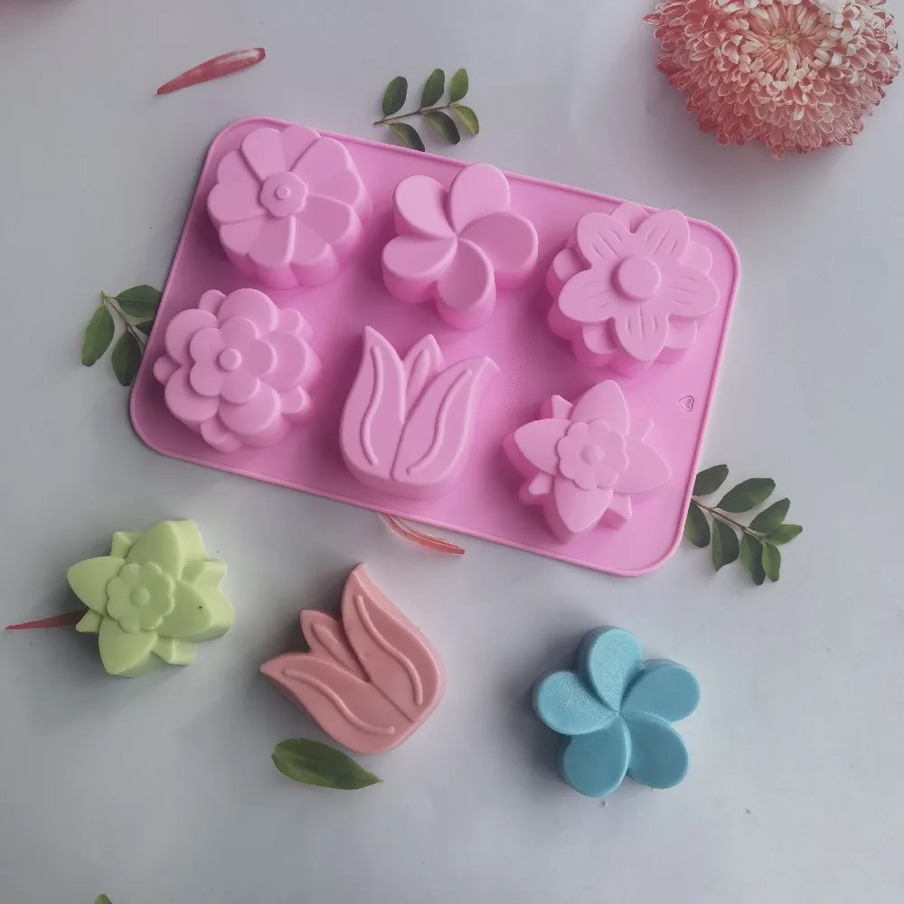 

6 Holes Tulips Flower Soap Mold DIY Handmade Soap Silicone Mold for Soap Making Fondant Tools Cake Mould Soap Making Supplies