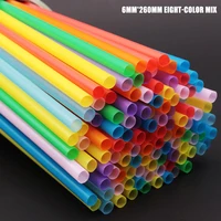 100 pieces straws 260mm color black white long flexible wedding party supplies plastic straws kitchen accessories