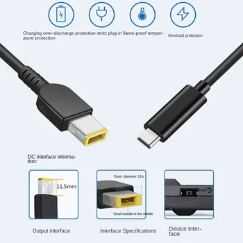 USB Type C PD Charging Cable Cord For Lenovo ThinkPad Laptop Charger 65W 20V Type C To Thinkpad DC Power Jack Adapter Cord 1.5m