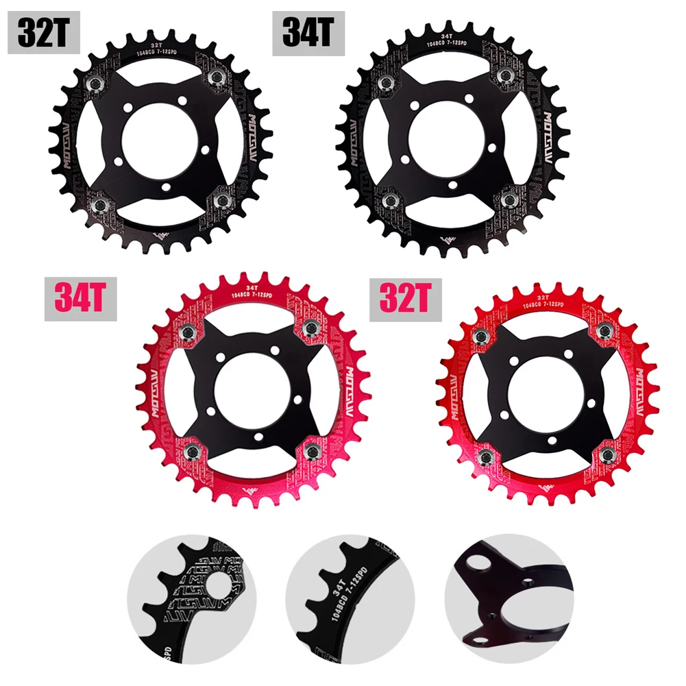 

Bafang 104BCD Bicycle Cranks Chain Ring Adapter Chainring For 7/8/9/10/11s Electric Bike 32T/34T MTB Bike Circle Crankset Plate