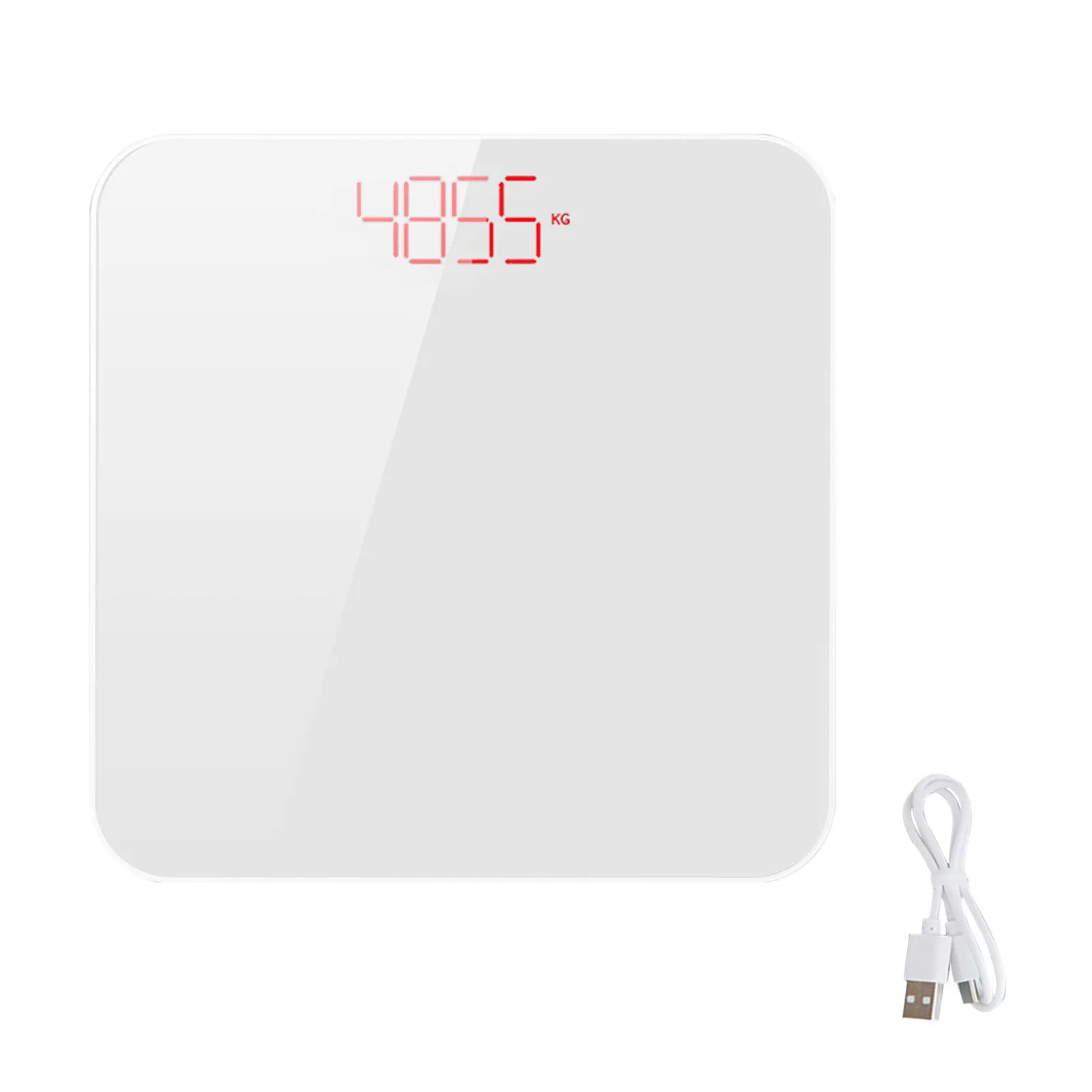 

Bathroom Scale Digital Display Lightweight USB Rechargeable Universal Body Weight Tempered Glass LED Backlight Home Gym Slim