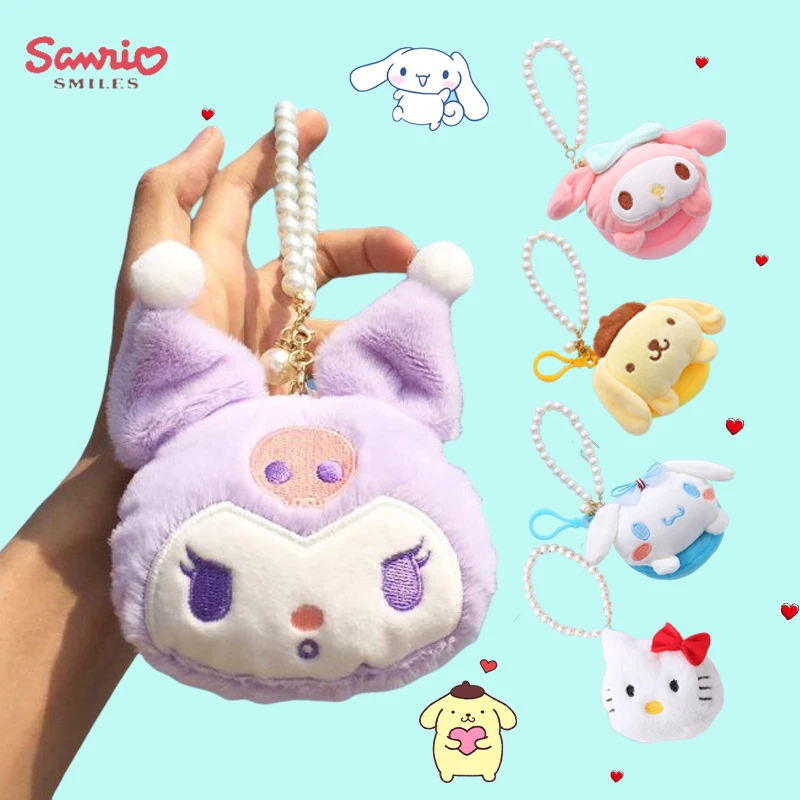 

Kawaii Sanrio Hello Kitty Wallet Kuromi My Melody Cute Plush Coin Bank Card Coin Purse Lipstick Key Earphone Mini Storage Bag