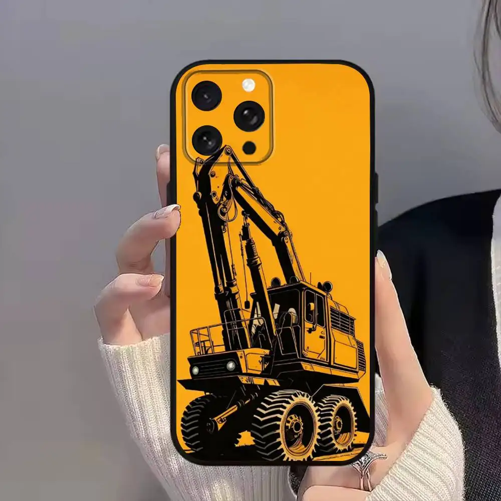 Фото Чехол для телефона Caterpillares Cool T-TruckS для iPhone 11,17,16,14,12,15,13,Max,SE4,Plus,E,Pro,Air,Mini Black, мягкий принт по всей поверхности №3