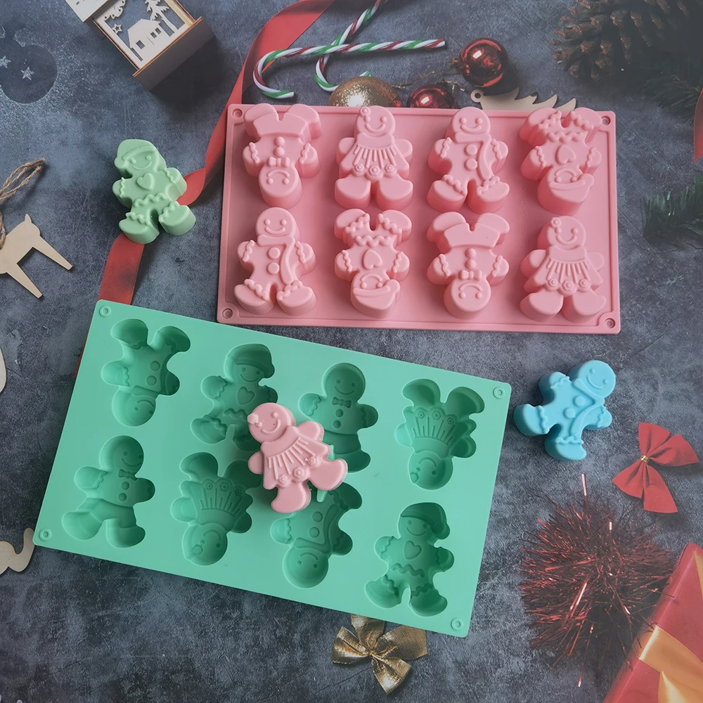 8 Holes Christmas Snowman Silicone Mold Cake Mold Chocolate Candy Clay Mould Kitchen Cooking Baking Tools For Cakes