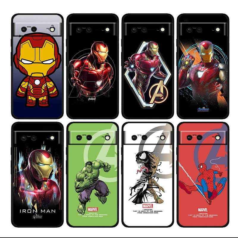 

Fighting Avengers Heroes Shockproof Cover for Google Pixel 7 6 Pro 6a 5 5a 4 4a XL 5G Black Phone Case Shell Soft Cover Coque