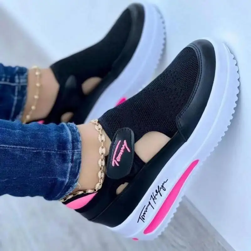 

Женские кроссовки на толстой подошве, Повседневная модная женская обувь для тенниса, дышащая спортивная обувь с вулканизированной подошво...