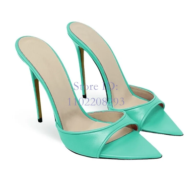 Римские тапочки на шпильке с острым носком однотонные сандалии из искусственной