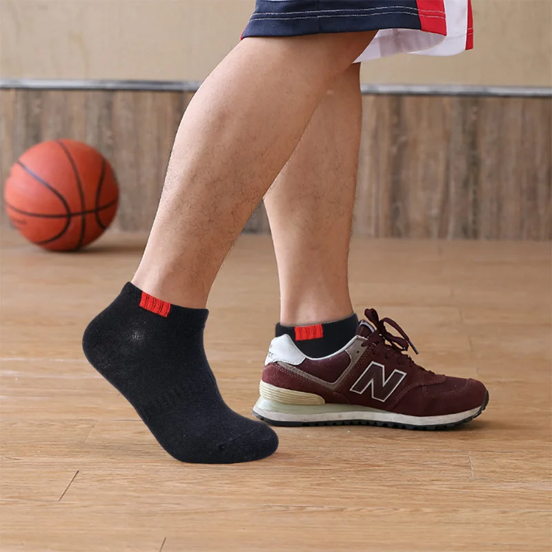 5pairs Summer Cotton Men Sport Short Socks Spring Breathable Mesh Sport Invisible Thin Sock Sweat Deodorant Low Tube Short Sox