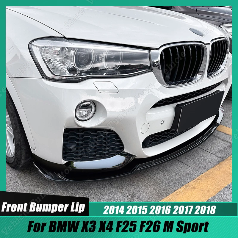 

Front Bumper Lip Chin Diffuser Body Kit Spoiler Deflector Tuning Accessories For BMW X3 X4 F25 F26 M Sport 2014-2018 Black ABS