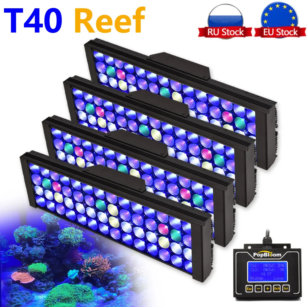 

PopBloom 4x Aquarium Led Lighting,Full Spectrum Marine Led Aquarium Lamp For Saltwater Coral Reef Grow Fish Tank Light Aquarium