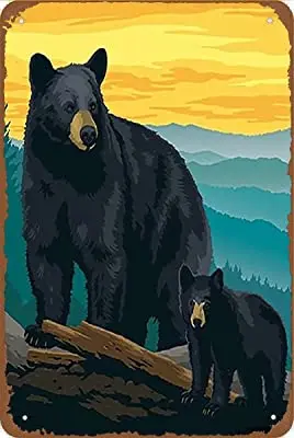 

Hunting Black Bear-Wall Art Nostalgic Tin Sign-Grassland Animal Poster-Hunting Animal Poster-Retro Tin Wall Metal