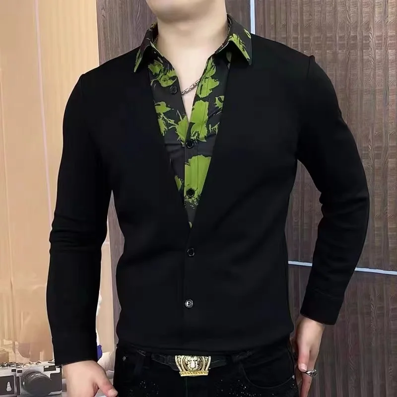 Liangge Мужская высококачественная осенняя рубашка-поло с длинными рукавами и