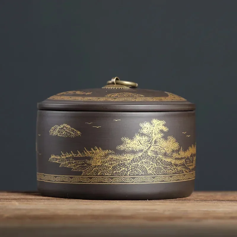 

Фиолетовая керамическая чайная банка 600 мл