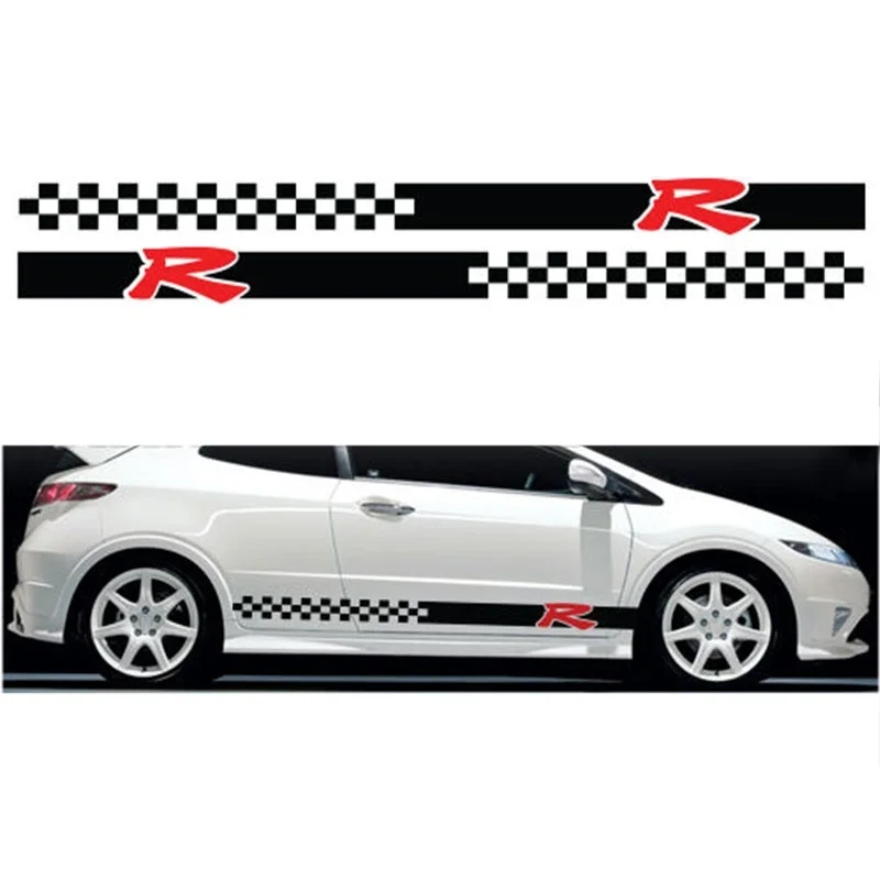 

1 Набор/2 шт. для Honda Civic Type R S side 003, гоночные полосы, графические наклейки, наклейки, стильные аксессуары для автомобиля