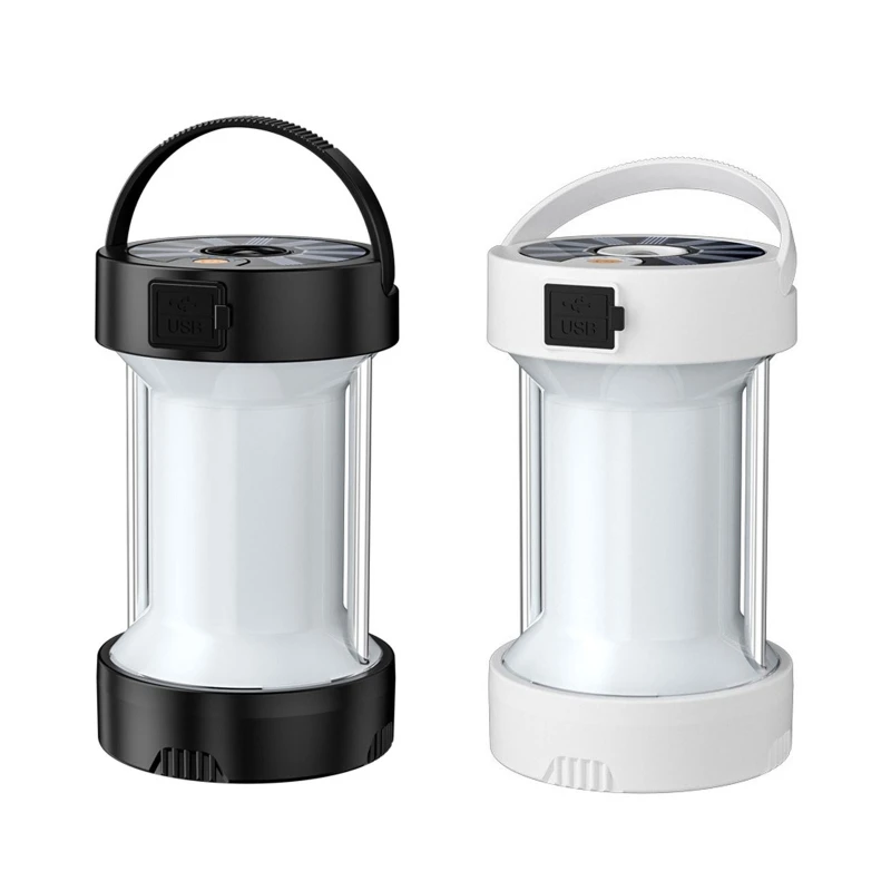 

Solar Powered Camping Lantern Rechargeable Camping Light with Handle for Outdoor Traveling Hiking Tent Work Light Night Lamp