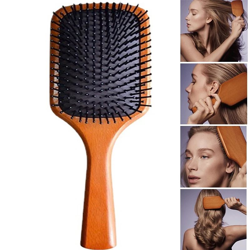 1pcs Air Cushion Massage Comb Airbag Anti-Static Hair Wooden Hairbrush Wet Curling Comb Household Hair Styling Tools