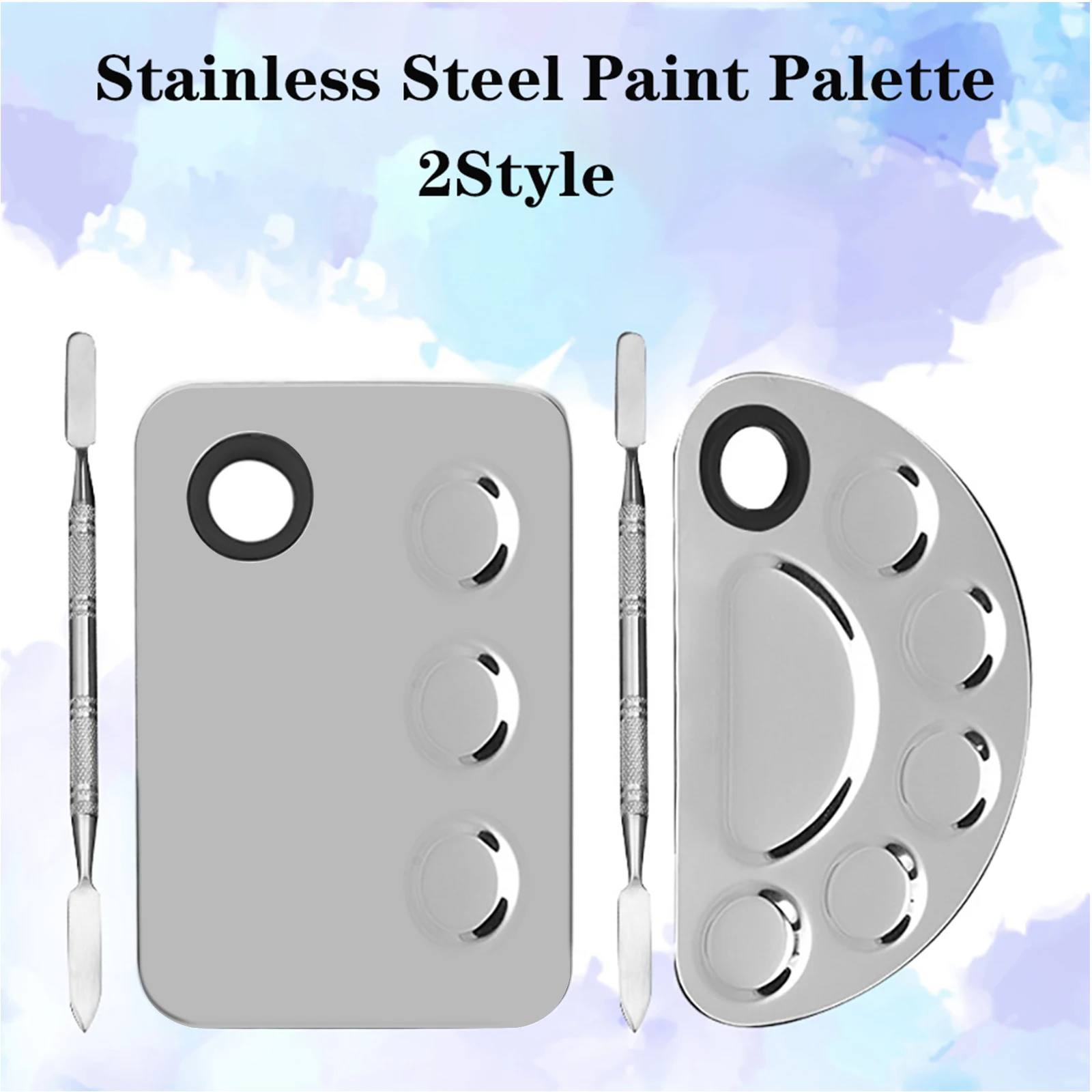 

Палитра для акварельных красок из нержавеющей стали, лоток для смешивания, лопатка, набор для акварельных масляных красок, для рисования, ис...