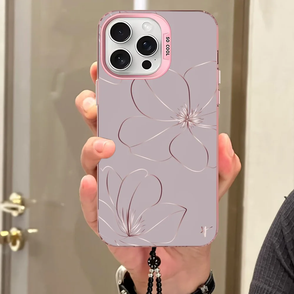 Фото Красивый чехол для телефона из розового золота для iPhone 16, 15, 14, 13, 12, 11 Pro Max X XR XSMAX, матовая противоударная задняя крышка №3