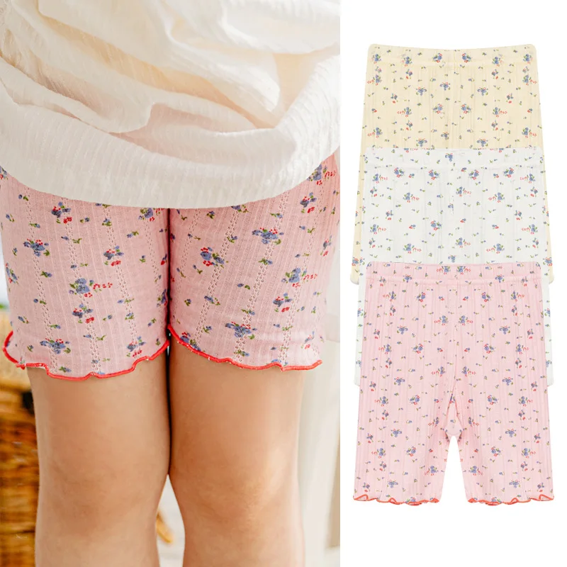 

Bebezoo Girls Skinny Shorts Four-Point Pants Lace Summer Breathable Cotton Children's High-Rise Seamless Underwear Leggings