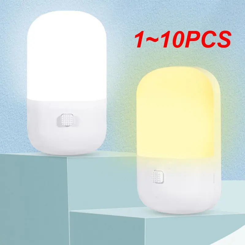 

1~10PCS Energy Saving 3W Night Light Plug-in LED Feeding Socket Lamp Indoor Lighting Bedroom Night Bedside Lamp US/EU Two-color
