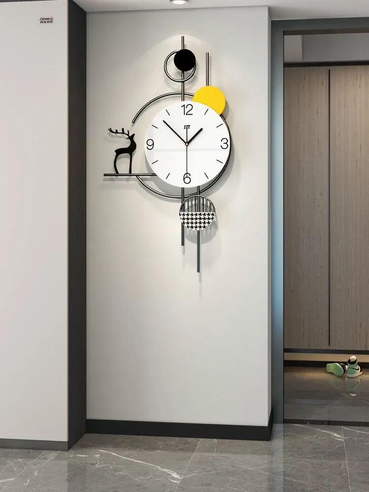 Большие настенные часы с 3D оленем для гостиной домашние бесшумное