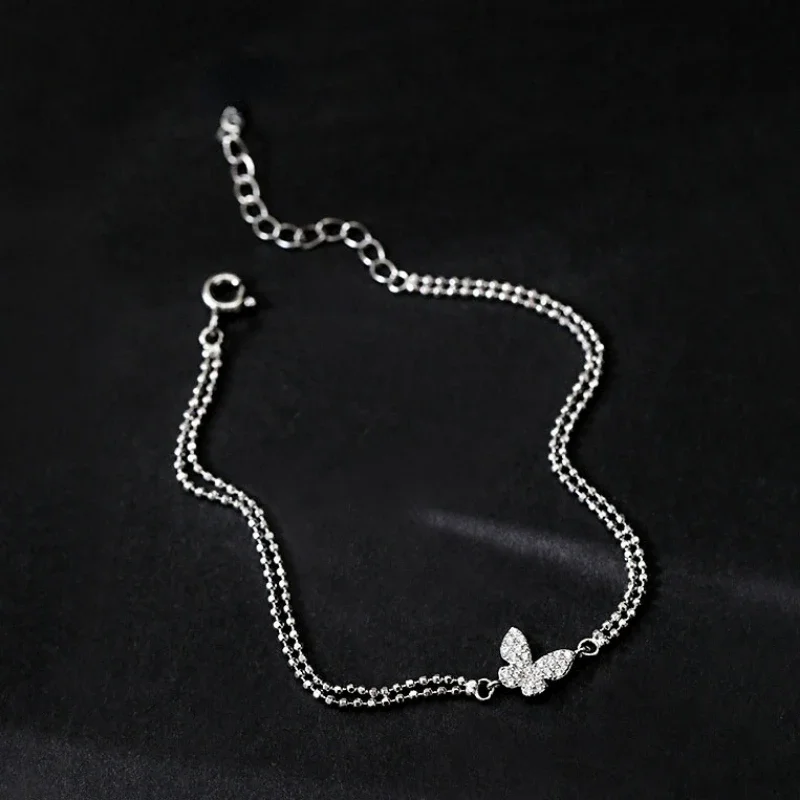 Корейский сладкий кристалл цветок бабочка кубический цирконий кулон браслет