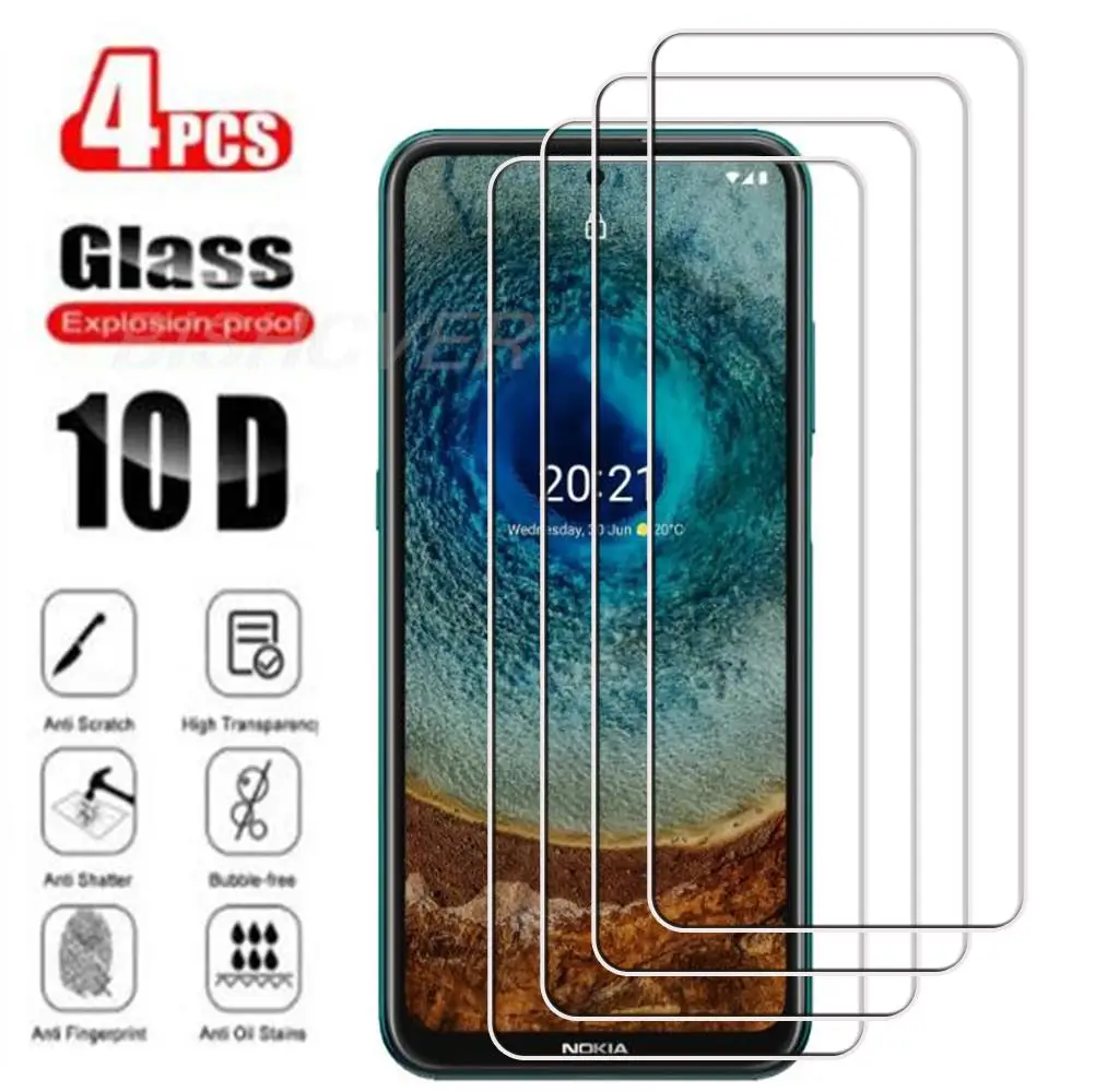 4 шт. закаленное стекло для Nokia X10 X20 2021 TA-1350, TA-1332 TA-1341, TA-1344, защита экрана Защитная стеклянная пленка 9H