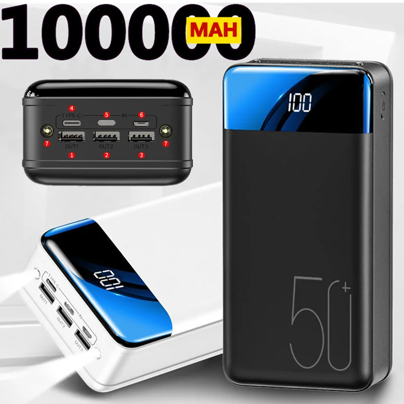 

power bank new genuine fast charging 100000mah /98000mah power bank large capacity mobile power universal 5v2.1a fast charging