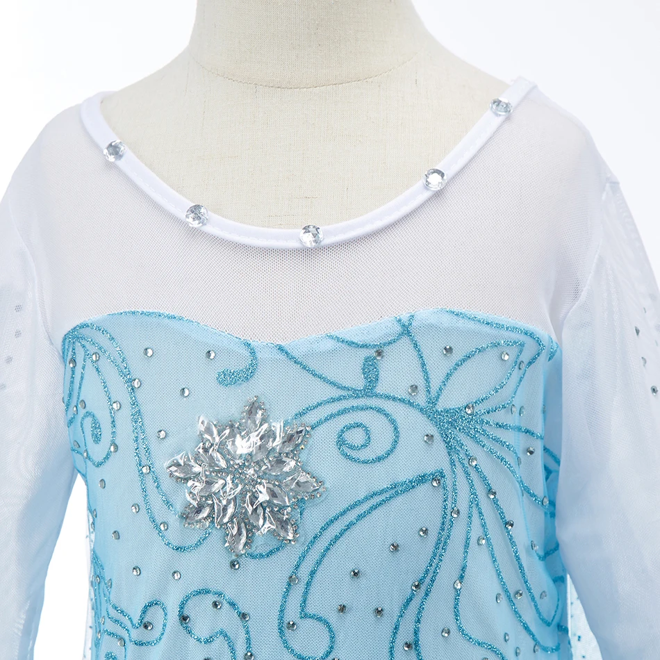 Костюм Эльзы для девочек синее тюлевое платье принцессы с длинными рукавами