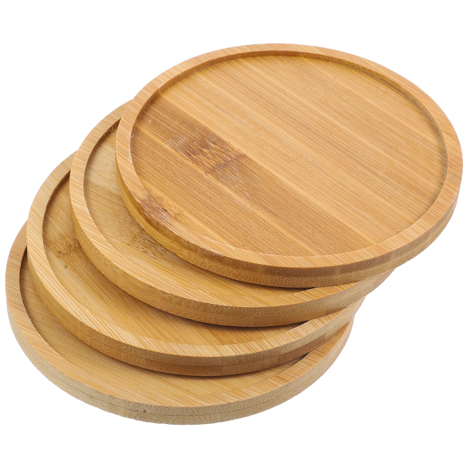 

4pcs Plant Flower Stand Pot Saucer Bamboo Flowerpot Tray Plant Pot Cup Coaster Planter Holder