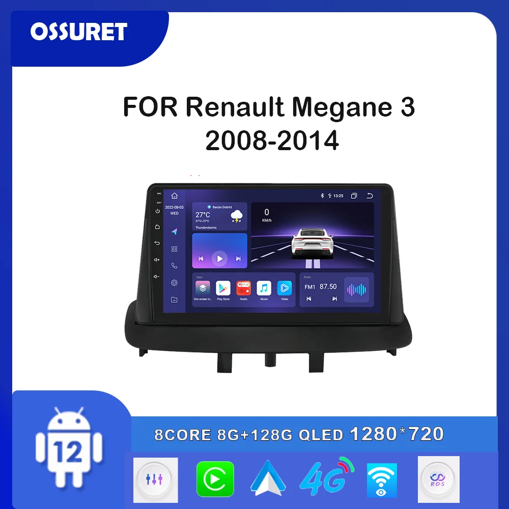 

Android 2din Авторадио для Renault Megane 3 2008-2012 2013 2014 мультимедийный плеер Gps стерео DSP Carplay Navi головное устройство 4G WIFI
