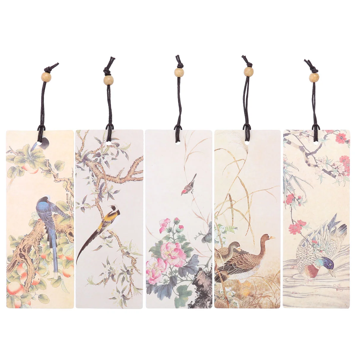 

5pcs Chinese Paper Beaded Vintage Flower Bird Page Marker Random Style