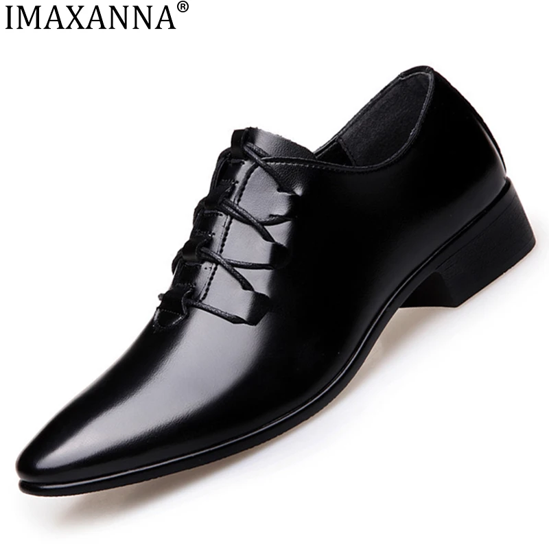 

IMAXANNA Leather Shoes Men's Business Formal Shoes British Low-top Wear-resistant Pointed Comfortable Casual Shoes