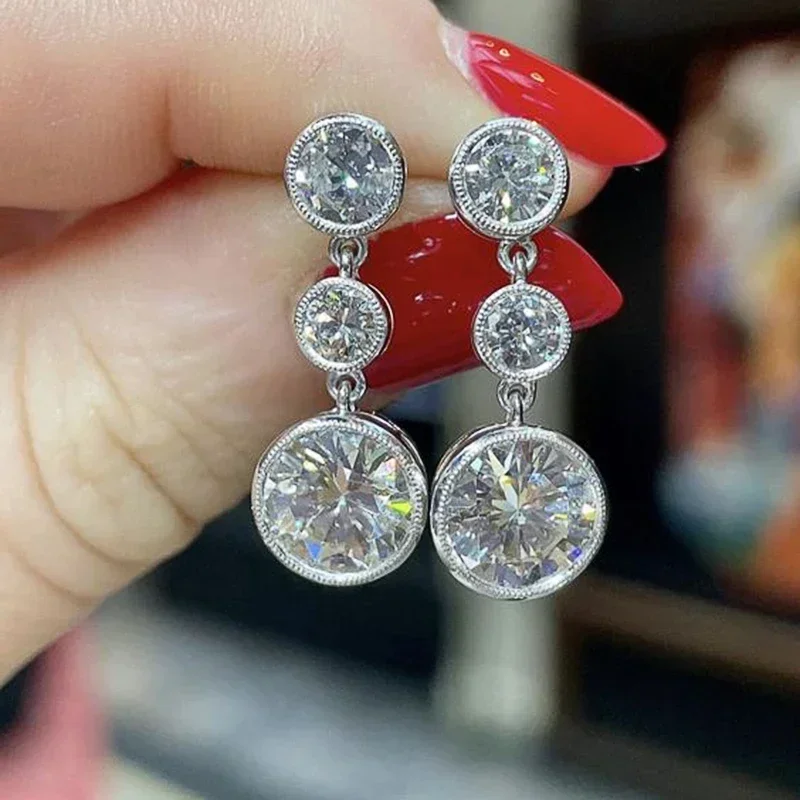 2024 изящные круглые серьги-подвески с цирконием женские простые украшения для