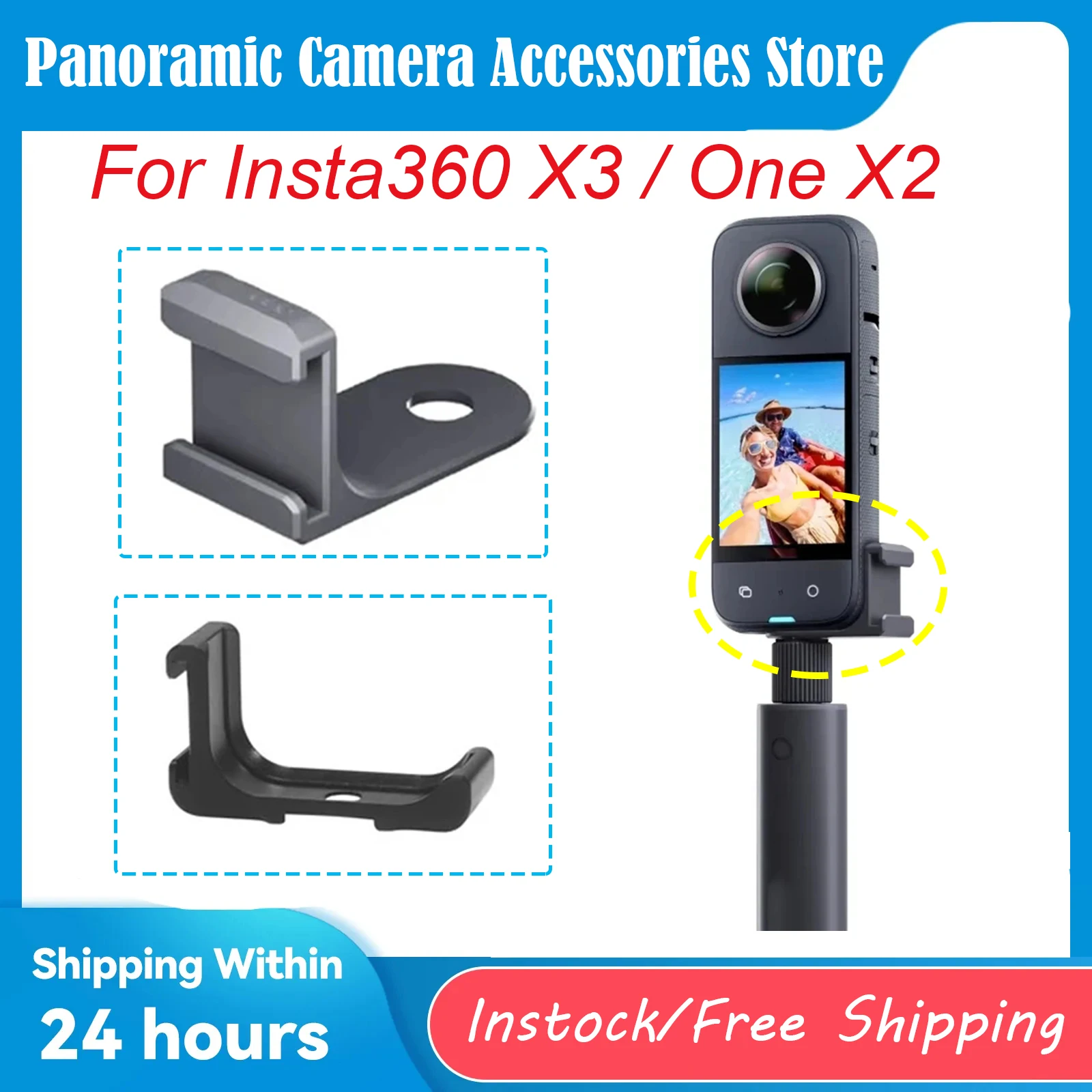

Для Insta360 X3 / ONE X2 Холодный башмак w 1/4 винтовой интерфейс для Insta 360 ONE X3 X2 микрофон фотомагнитный кронштейн Аксессуары для спортивной камеры