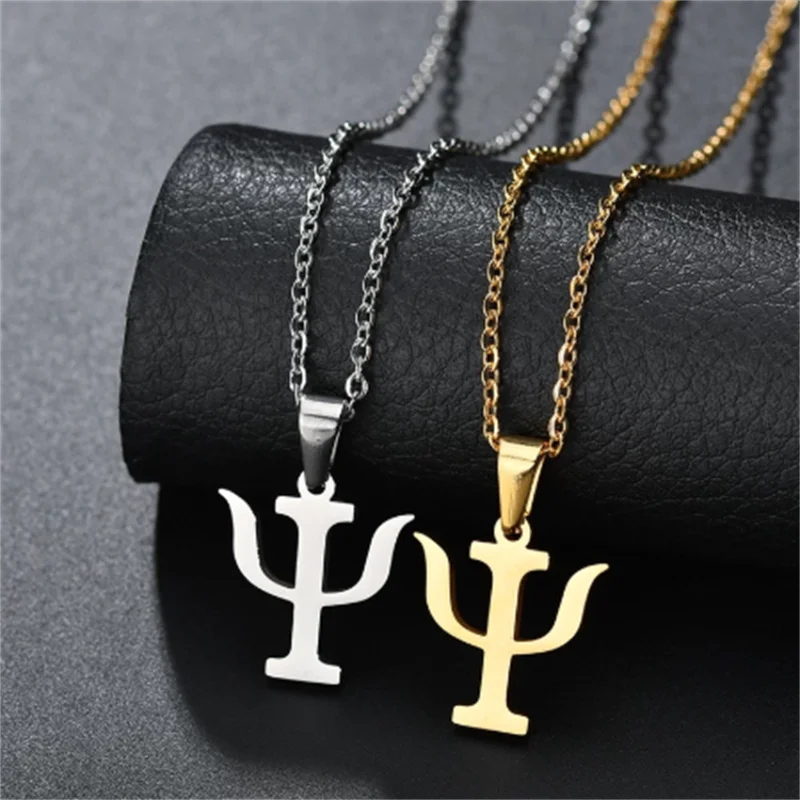 Psychology Soul Symbol Gold Color Stainless Steel Pendant for Women Clavicle Chain Necklace Pretty Gift wholesale