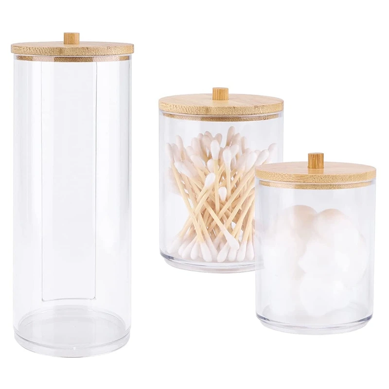 

Qtip Holder With Lids Bathroom Apothecary Jars Dispenser Cotton Swab Ball Pads Holder For Storage Organization