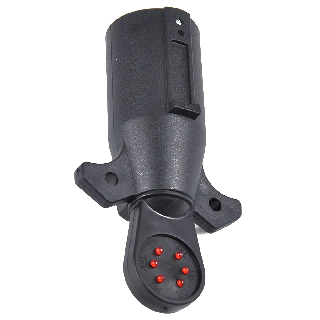 

7 Way Round RV Trailer Light Connector Adapter Plug + Socket Boat Black Car Accessories US Standard