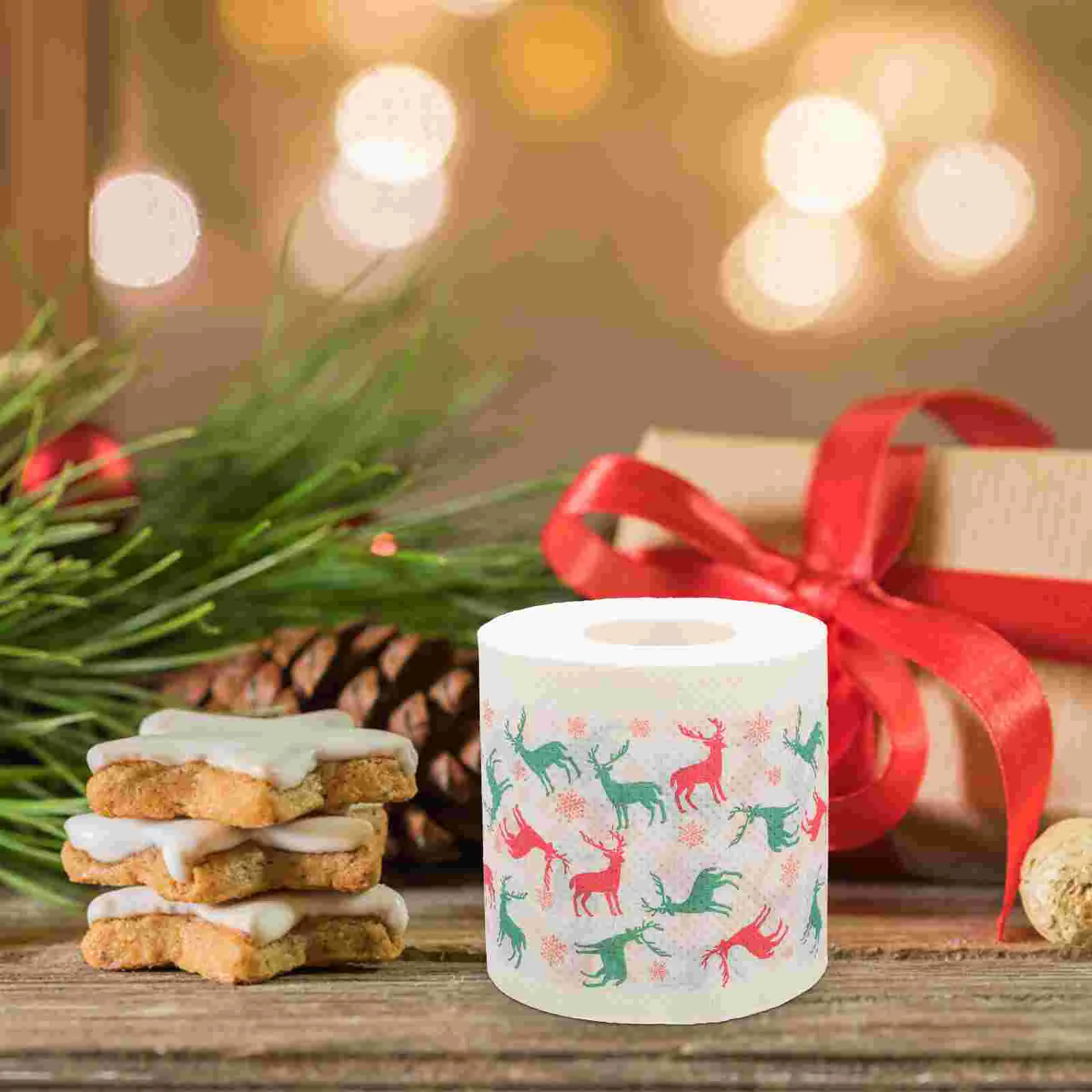 

Christmas Deer Tissue Paper Hand Towels Printed Supply Lovely Skin Friendly Decor Wood Pulp Toilet Roll