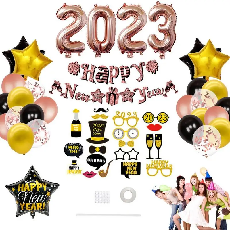 

New Years Balloons Rose Gold New Year Balloons Set Beer Bottle And Star Balloons Set For 2023 New Years Eve Party Decorations