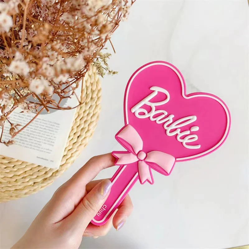 Зеркало ручное в форме сердца для девочек аниме Барби с галстуком-бабочкой