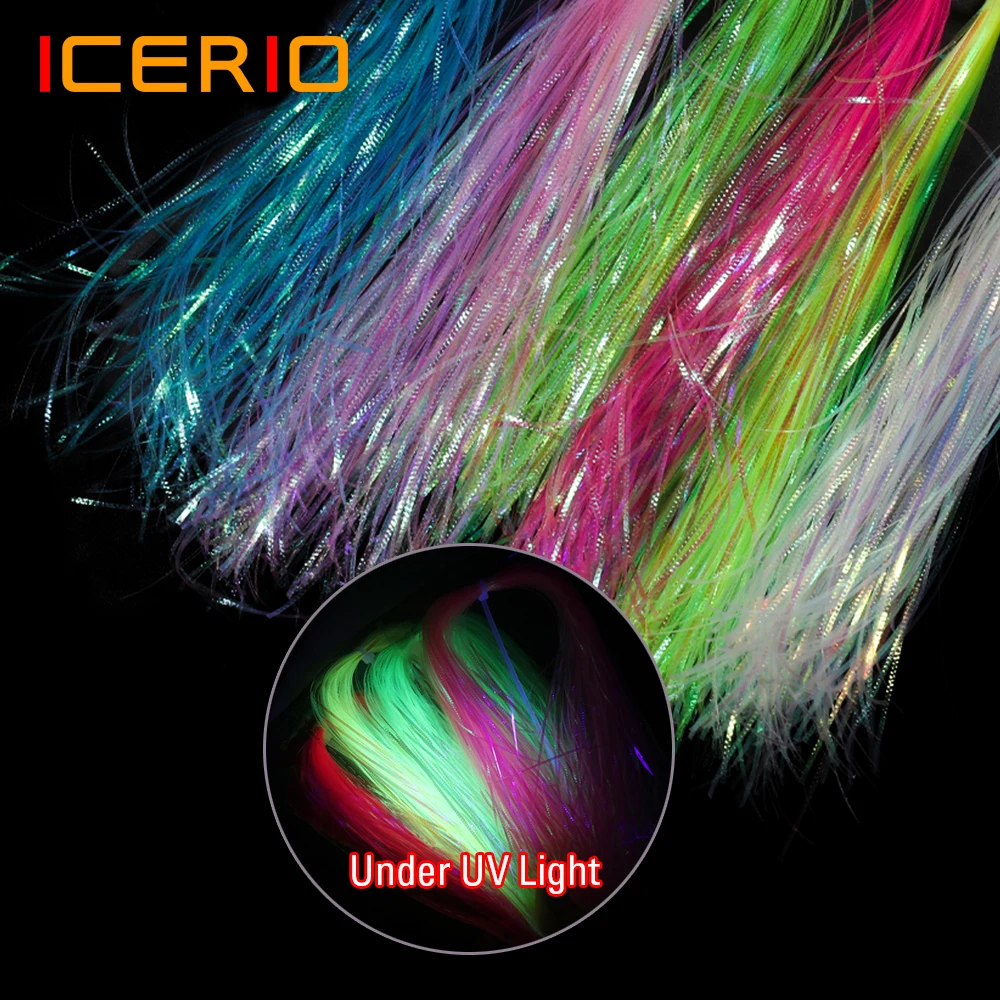 

ICERIO 1mm Width Corrugated Gliss Strands UV Flash Tinsel Simulates Fish Scales Minnow Streamer Fly Tying Material