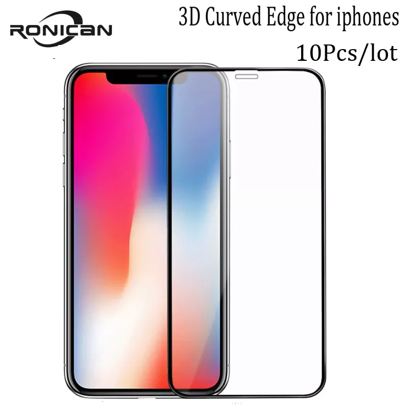 

10Pcs For iPhone X XR XS 11Pro Max 3D Curved Edge 9H Tempered Glass Screen Protector Carbon Fiber Film For iPhone 6 6s 7 8 Plus