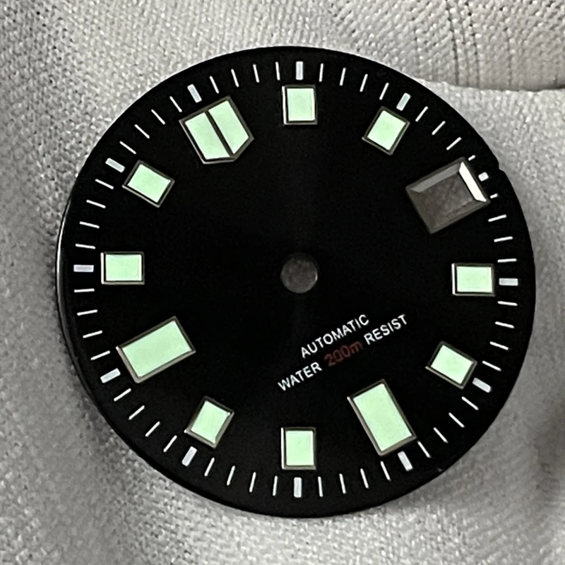 New Luminous Sterile Blue Green Black Watch Dial Faces Fit For NH35A NH35 Movement With Date Window