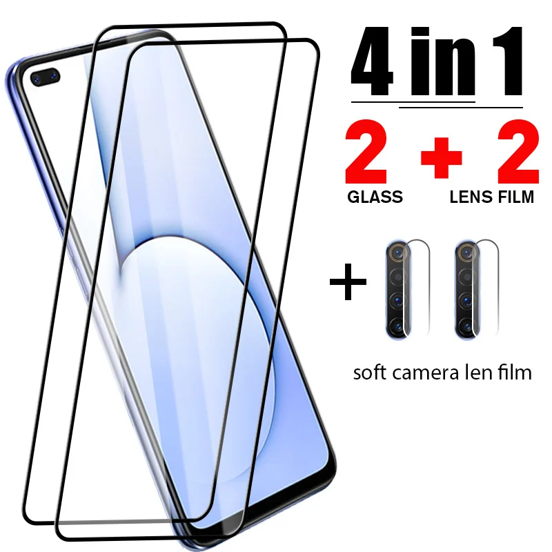 

4in1 Full coverage protective glass for realme 8 7 Pro 5G Q3 pro lens film screen protector glass for realme GT Neo 5G C21 C25
