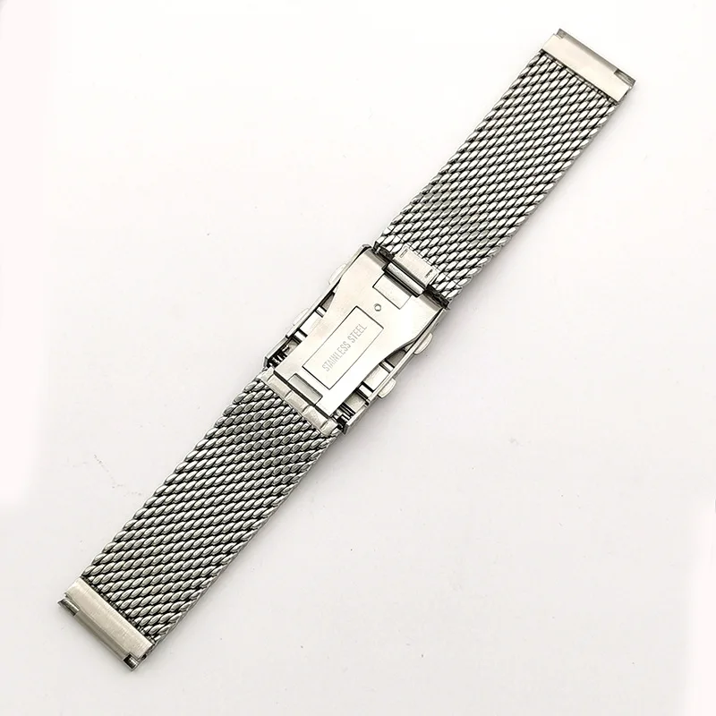 316L Stainless Steel 22MM Silver Thick Mesh Shark Extension Buckle Watch Band With Quick Release Bar Fit For SKX007 Dive Watch